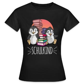 Inscription de pingouin d'écolier - T-shirt Femme - noir - Devant - AI Model Female 172 dark (172cm)