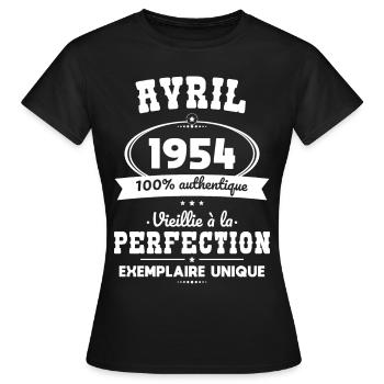 70-jähriges Jubiläum - April 1954 Perfektion - Frauen T-Shirt - Schwarz - Vorne - AI Model Female 172 dark (172cm)