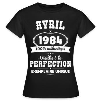 40-jähriges Jubiläum - April 1984 Perfektion - Frauen T-Shirt - Schwarz - Vorne - AI Model Female 172 dark (172cm)