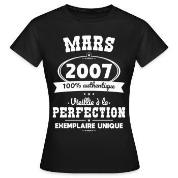 18th Birthday - March 2007 Perfection - Women's T-Shirt - black - Front - AI Model Female 172 dark (172cm)