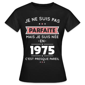 50th Anniversary - Nicht perfekt, aber 1975 geboren - Frauen T-Shirt - Schwarz - Vorne - AI Model Female 172 dark (172cm)