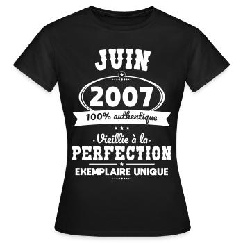 18th Birthday - June 2007 Perfection - Women's T-Shirt - black - Front - AI Model Female 172 dark (172cm)