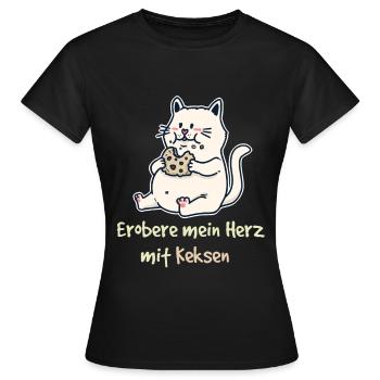 Conquérir mon cœur avec Cookies Fantasy Cat Kids - T-shirt Femme - noir - Devant - AI Model Female 172 dark (172cm)