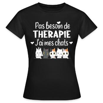 J'ai mes chats. Humour cadeau passion chat chaton - T-shirt Femme - noir - Devant - AI Model Female 172 dark (172cm)