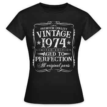 1974 Born Vintage Birthday Gift - Women's T-Shirt - black - Front - AI Model Female 172 dark (172cm)