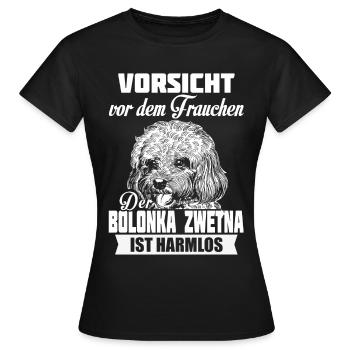 Bolonka Zwetna - Vorsicht - Frauen T-Shirt - Schwarz - Vorne - AI Model Female 172 dark (172cm)