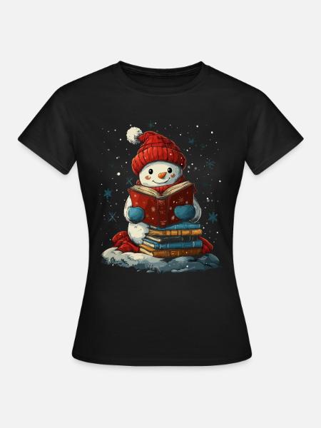 Schneemann Weihnachten Deko Frauen Männer Kinder - Frauen T-Shirt - Schwarz