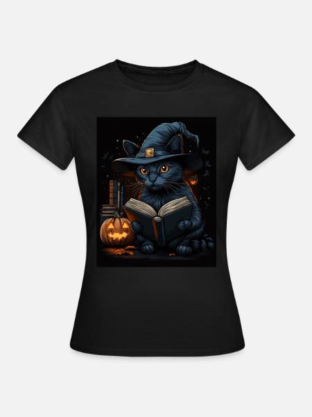 Halloween Geschenk Frauen Katze Männer Kinder Deko - Dame-T-shirt - sort