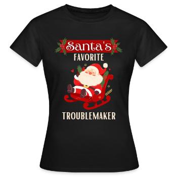 Der Weihnachtsmann auf dem Schlitten - Frauen T-Shirt - Schwarz - Vorne - AI Model Female 172 dark (172cm)