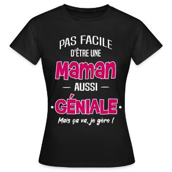 MAMAN - T-shirt Femme - noir - Devant - AI Model Female 172 dark (172cm)