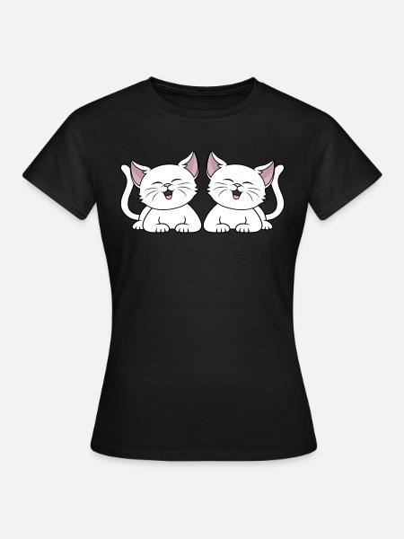 Słodkie białe koty Właściciel kota Kot kotka Kot - Dame-T-shirt - sort