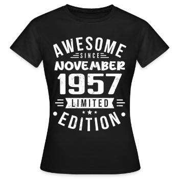 November 1957 Geschenkidee Legende November 1957 - Frauen T-Shirt - Schwarz - Vorne - AI Model Female 172 dark (172cm)