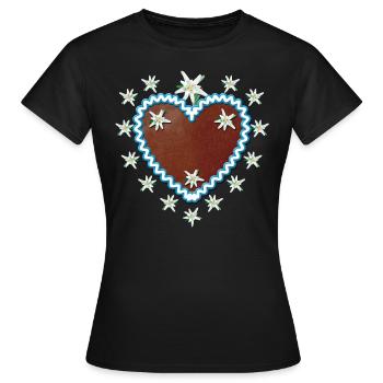 Lebkuchenherz Edelweiss Heart Your request text - Women's T-Shirt - black - Front - AI Model Female 172 dark (172cm)