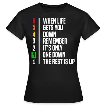 Motorradfahrer Geschenk Gangschaltung Motivation - Frauen T-Shirt - Schwarz - Vorne - AI Model Female 172 dark (172cm)