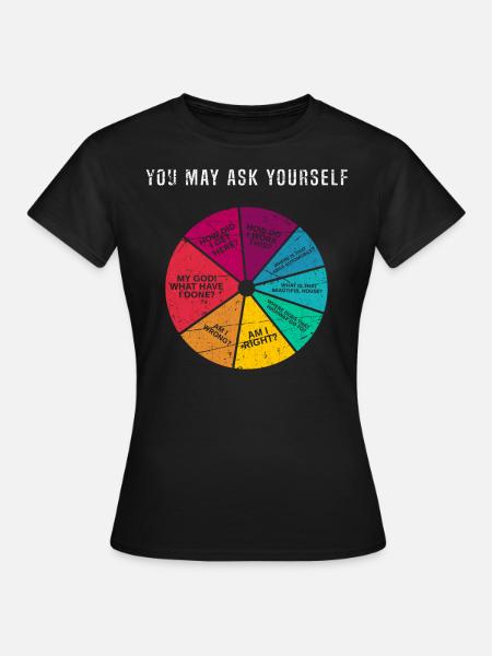 You May Ask Yourself - 80's music track retro lyric - Women's T-Shirt - black