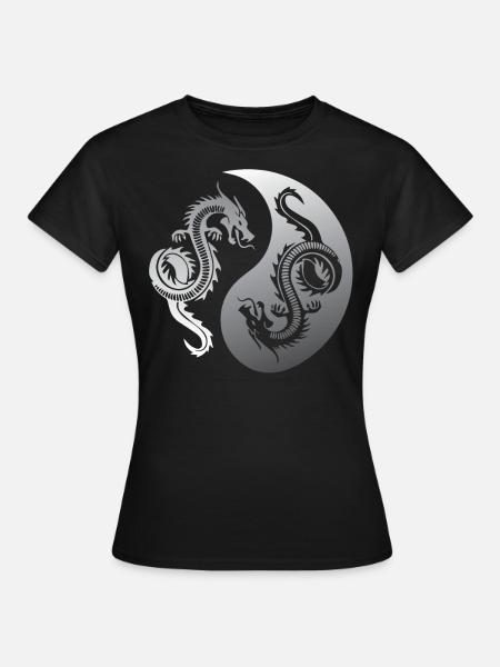 Ying Yang, dragons, yoga attitude to life - Women's T-Shirt - black