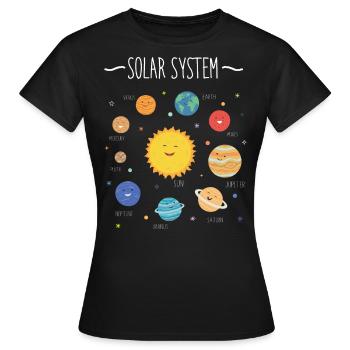 Système solaire avec toutes les planètes, orbites - T-shirt Femme - noir - Devant - AI Model Female 172 dark (172cm)