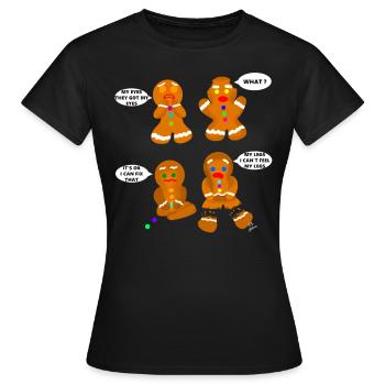 Zander Claus ® Das Original Lebkuchenmann gegessen - Frauen T-Shirt - Schwarz - Vorne - AI Model Female 172 dark (172cm)