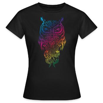 Owl and eagle owl staring at you - Women's T-Shirt - black - Front - AI Model Female 172 dark (172cm)