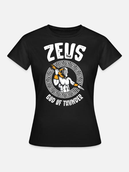 Zeus Gott of Thunder, Griechische Mythologie - Dame-T-shirt - sort