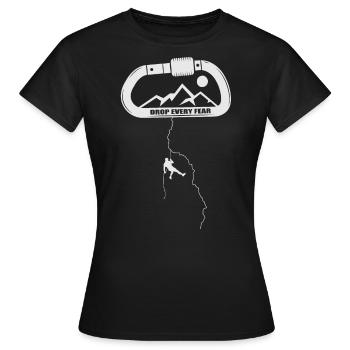 Alpinisme, escalade, escalade de mousquetons rochers - T-shirt Femme - noir - Devant - AI Model Female 172 dark (172cm)