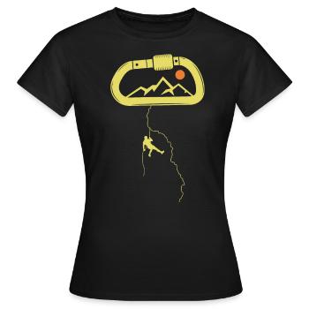 Alpinisme, escalade, escalade de mousquetons rochers - T-shirt Femme - noir - Devant - AI Model Female 172 dark (172cm)