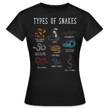 Types de serpents, Serpent, Types de serpents, Cobra - T-shirt Femme - noir - Devant - AI Model Female 172 dark (172cm)