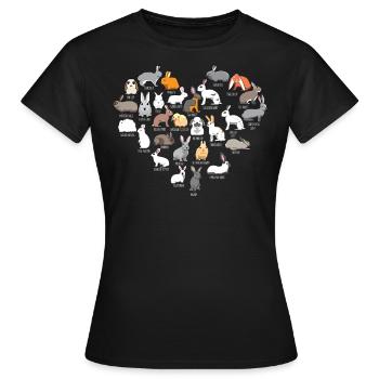 Lapins et lapins cadeau oreille de disquette de lapin - T-shirt Femme - noir - Devant - AI Model Female 172 dark (172cm)