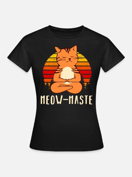 Katze & Yoga Retro Katzenyoga - Frauen T-Shirt - Schwarz