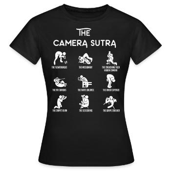Camera Sutra, Stellungen eines Fotografen - Frauen T-Shirt - Schwarz - Vorne - AI Model Female 172 dark (172cm)