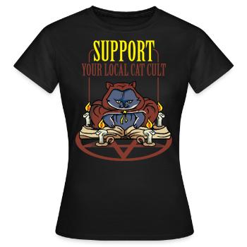 Katzen Okkult, Okkultismus, Schwarze Magie - Frauen T-Shirt - Schwarz - Vorne - AI Model Female 172 dark (172cm)