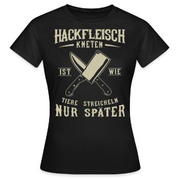 Fleischer und Metzger Geschenk, Hackfleisch - Frauen T-Shirt - Schwarz - Vorne - AI Model Female 172 dark (172cm)