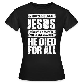 Jésus, leçon biblique, citation catholique - T-shirt Femme - noir - Devant - AI Model Female 172 dark (172cm)