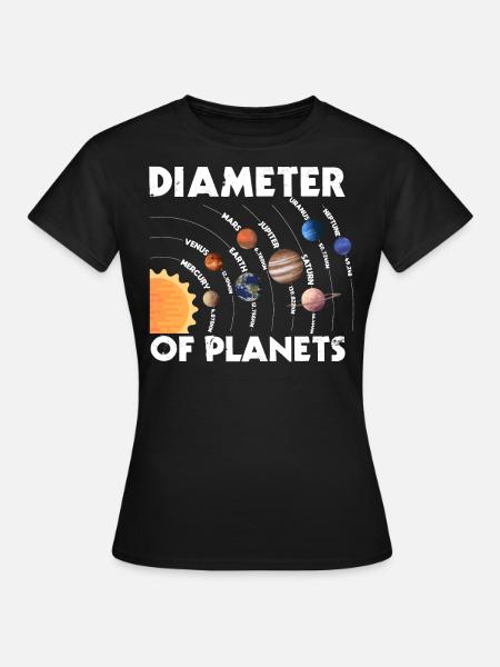 Durchmesser Von Planeten, Solarsystem, Planet - Frauen T-Shirt - Schwarz