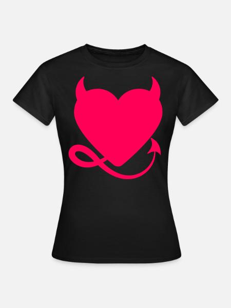 Herz Teufel - Frauen T-Shirt - Schwarz