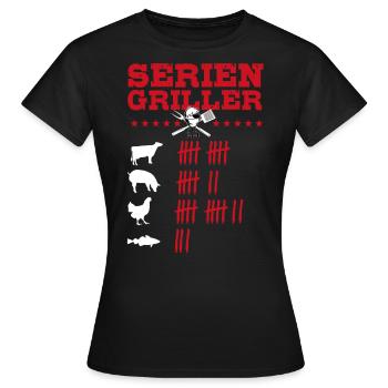 Seriengriller, Grill, BBQ, Fleischesser, Smoker - Frauen T-Shirt - Schwarz - Vorne - AI Model Female 172 dark (172cm)
