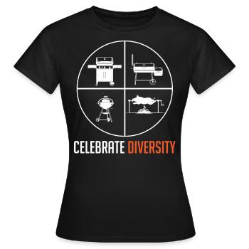 Célébrer la diversité, barbecue, barbecue, barbecue - T-shirt Femme - noir - Devant - AI Model Female 172 dark (172cm)