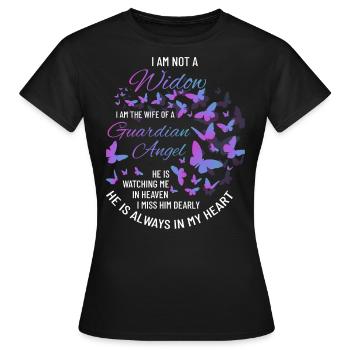 Veuve, Huband Perdu, Deuil, Guardian Angel - T-shirt Femme - noir - Devant - AI Model Female 172 dark (172cm)