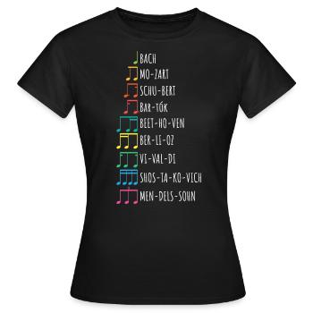 Klassische Komponisten, Komponisten, Musik - Frauen T-Shirt - Schwarz - Vorne - AI Model Female 172 dark (172cm)
