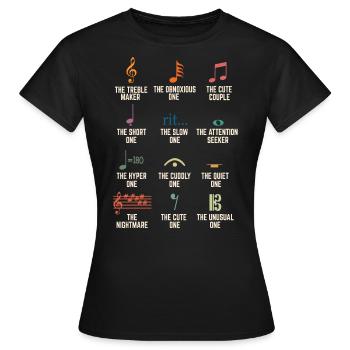 Musiknoten, Musiker - Frauen T-Shirt - Schwarz - Vorne - AI Model Female 172 dark (172cm)