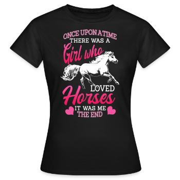 Cheval, chevaux, filles et chevaux - T-shirt Femme - noir - Devant - AI Model Female 172 dark (172cm)