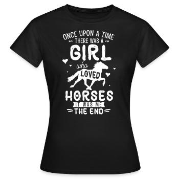 Cheval, chevaux, filles et chevaux - T-shirt Femme - noir - Devant - AI Model Female 172 dark (172cm)