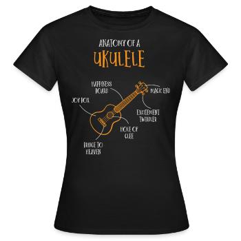 Anatomie d’un ukulélé - T-shirt Femme - noir - Devant - AI Model Female 172 dark (172cm)