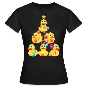 Gummi Ente Weihnachtsbaum - Frauen T-Shirt - Schwarz - Vorne - AI Model Female 172 dark (172cm)