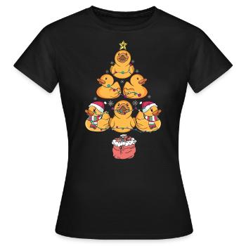 Gummi Ente Weihnachtsbaum - Frauen T-Shirt - Schwarz - Vorne - AI Model Female 172 dark (172cm)
