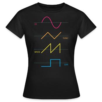Synthétiseur Audiowaves Analogique Numérique - T-shirt Femme - noir - Devant - AI Model Female 172 dark (172cm)