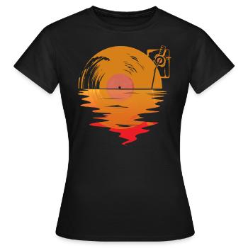 Vinyl Rekord Sonnenaufgang, Audiophile - Frauen T-Shirt - Schwarz - Vorne - AI Model Female 172 dark (172cm)