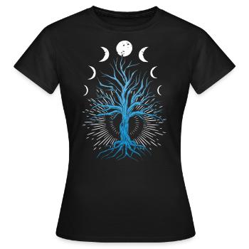 Mondphasen Hexerei-Hexen-Baum Des Lebens - Frauen T-Shirt - Schwarz - Vorne - AI Model Female 172 dark (172cm)