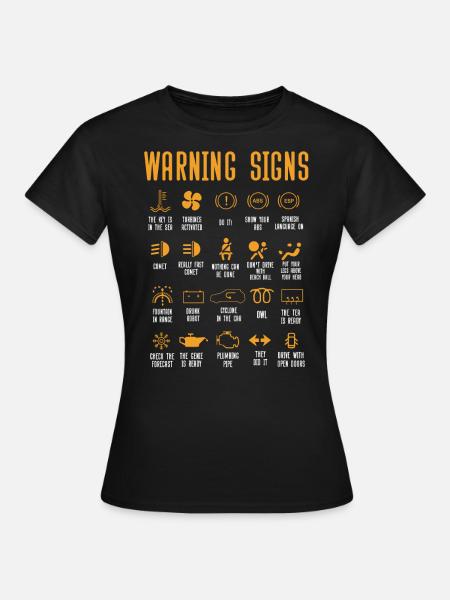 Lustige Automechaniker Warnzeichen - Dame-T-shirt - sort