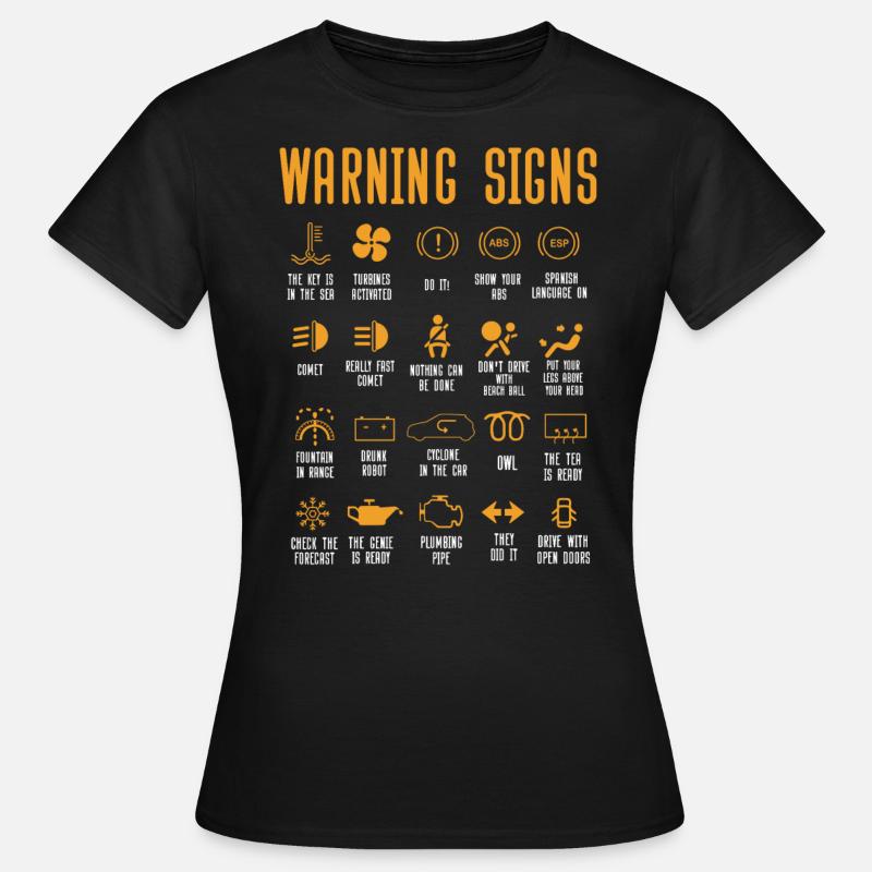 Lustige Automechaniker Warnzeichen - Dame-T-shirt - sort